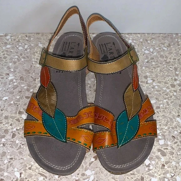 L’Artiste by Spring Step Leather Sandals Women’s Multicolor US 7.5 EU 38 - Picture 1 of 13
